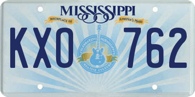 MS license plate KXO762