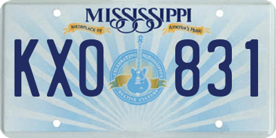 MS license plate KXO831