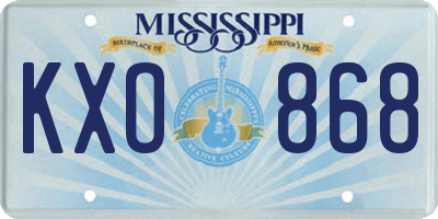 MS license plate KXO868