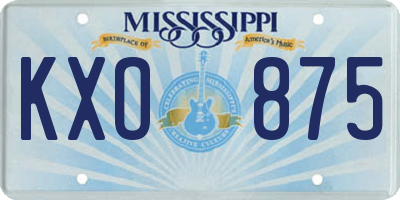 MS license plate KXO875