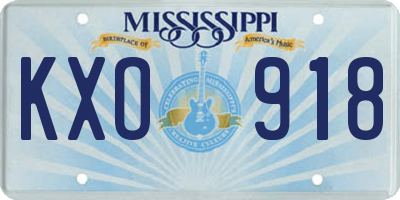 MS license plate KXO918