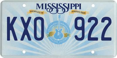MS license plate KXO922