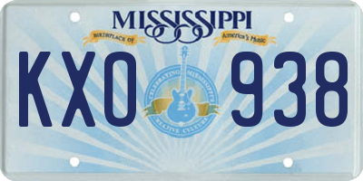 MS license plate KXO938