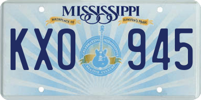 MS license plate KXO945