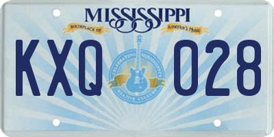 MS license plate KXQ028