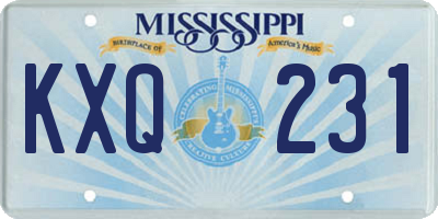 MS license plate KXQ231