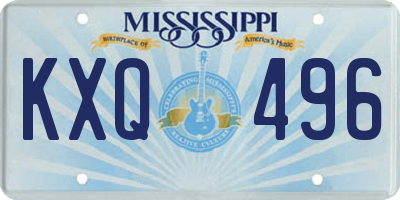 MS license plate KXQ496