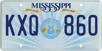 MS license plate KXQ860