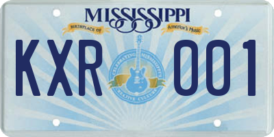 MS license plate KXR001