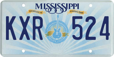 MS license plate KXR524
