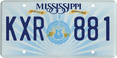 MS license plate KXR881