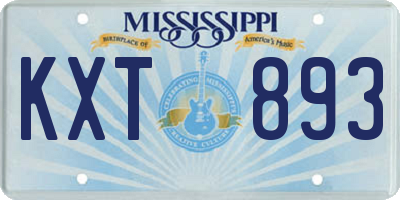 MS license plate KXT893
