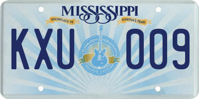 MS license plate KXU009