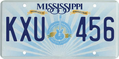 MS license plate KXU456