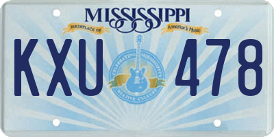 MS license plate KXU478