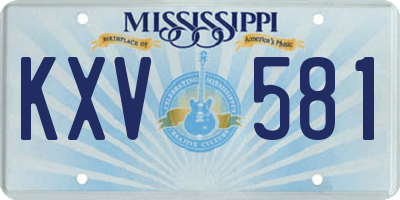 MS license plate KXV581