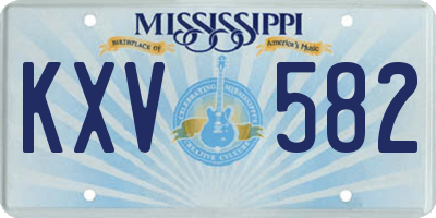MS license plate KXV582