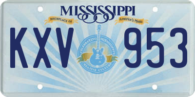 MS license plate KXV953