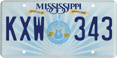 MS license plate KXW343