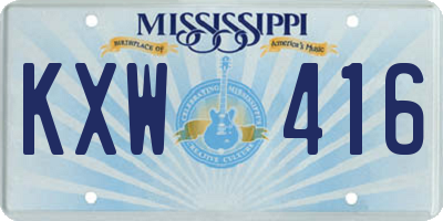 MS license plate KXW416