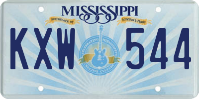 MS license plate KXW544