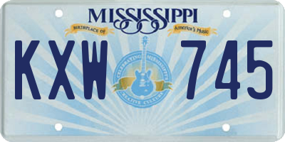 MS license plate KXW745