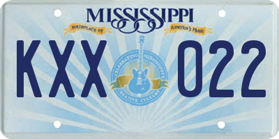 MS license plate KXX022