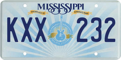 MS license plate KXX232