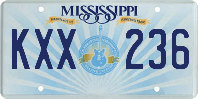 MS license plate KXX236