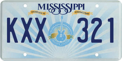 MS license plate KXX321