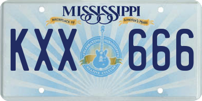 MS license plate KXX666