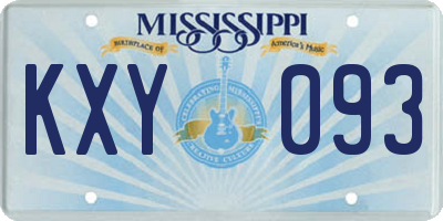 MS license plate KXY093
