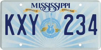 MS license plate KXY234