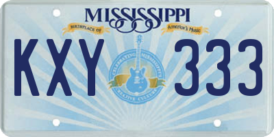 MS license plate KXY333
