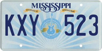 MS license plate KXY523