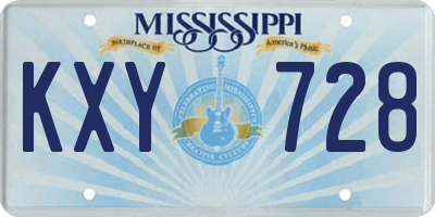MS license plate KXY728