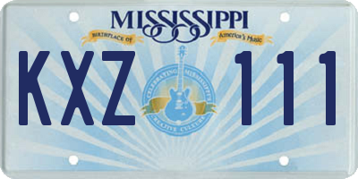 MS license plate KXZ111