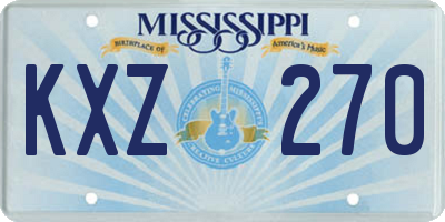 MS license plate KXZ270