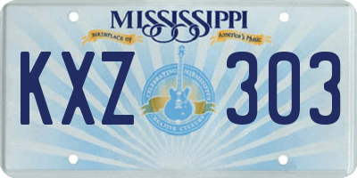 MS license plate KXZ303