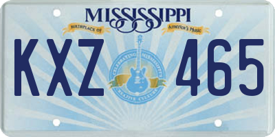 MS license plate KXZ465