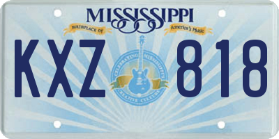 MS license plate KXZ818