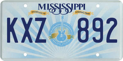 MS license plate KXZ892