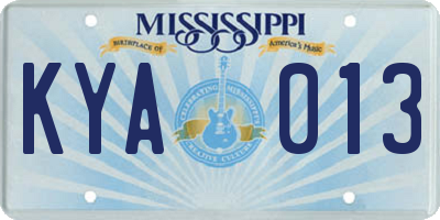 MS license plate KYA013