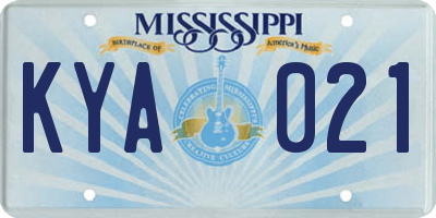 MS license plate KYA021