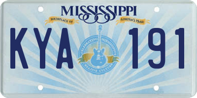 MS license plate KYA191