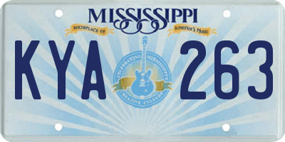 MS license plate KYA263