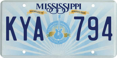MS license plate KYA794