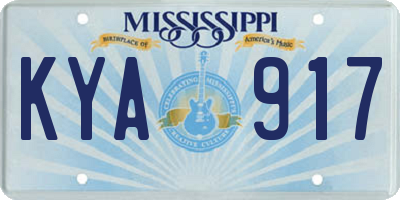 MS license plate KYA917