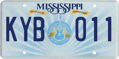 MS license plate KYB011