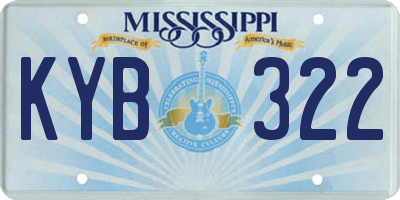 MS license plate KYB322